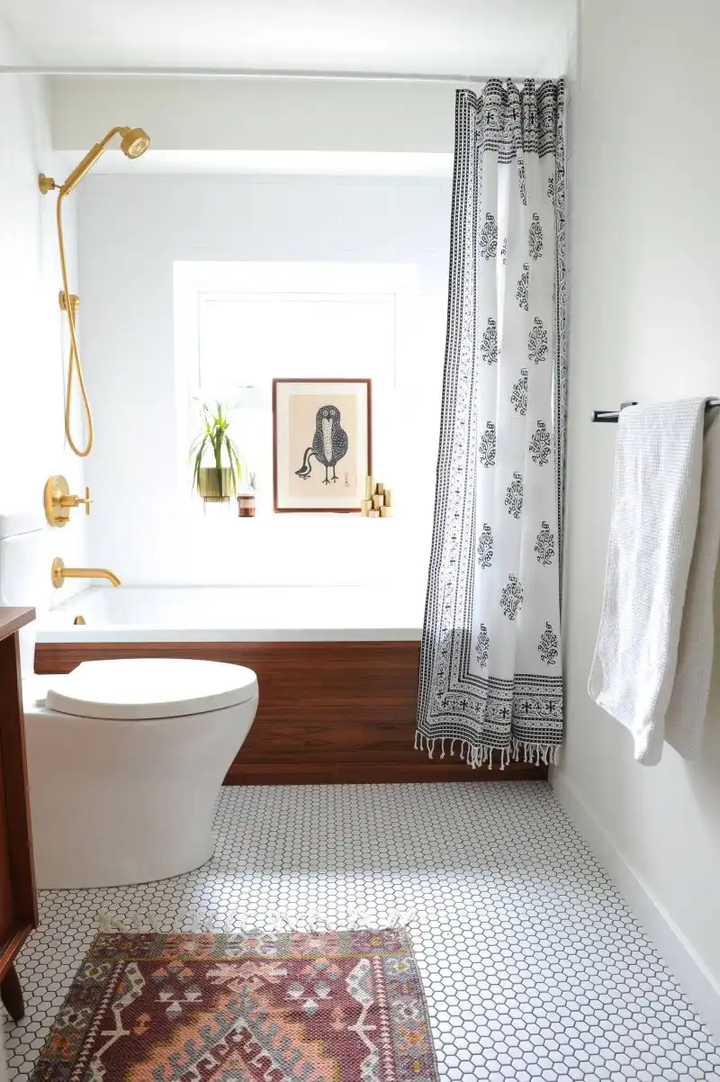 Black and White Boho Shower Curtain