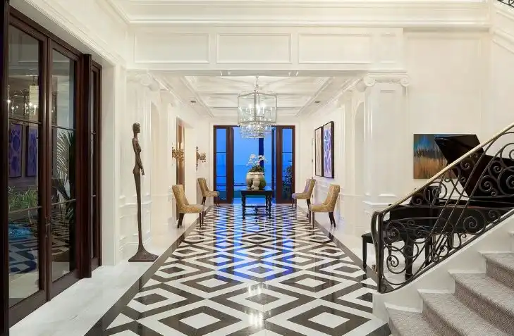 Black and white marble floor