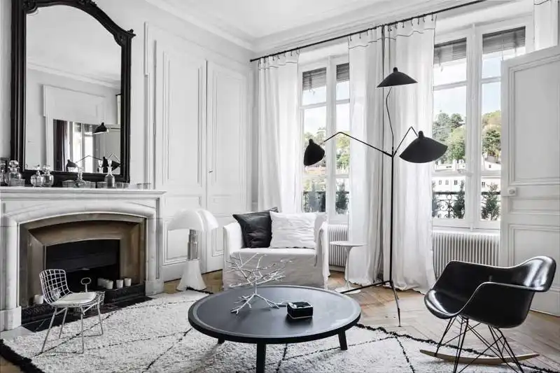 Black and white popular combination for living room