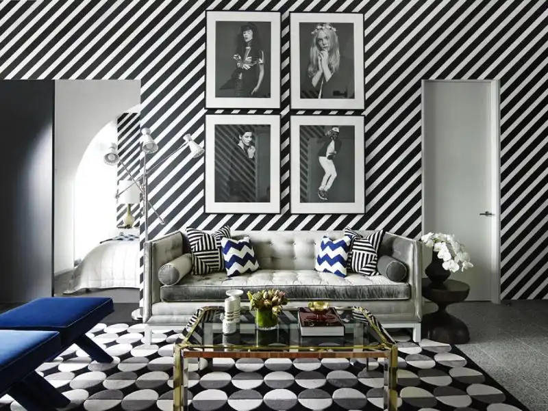 Black and white striped walls