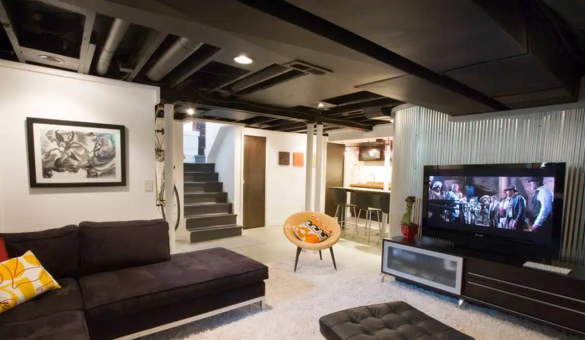 Black basement ceiling paint