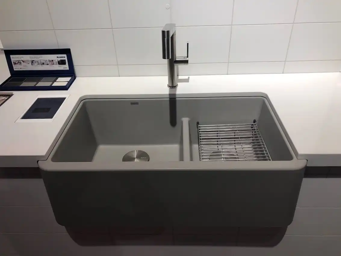 This durable sink has the look of concrete with easier care.