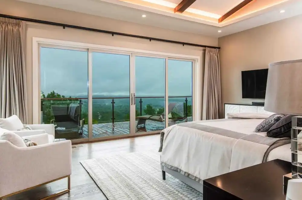 Blue Ridge Mountains Residence by Retro Fit Design in collaboration with Living Stone Design bedroom view