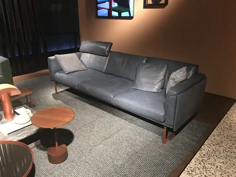 Blue leather 3 seats Cassina collection sofa