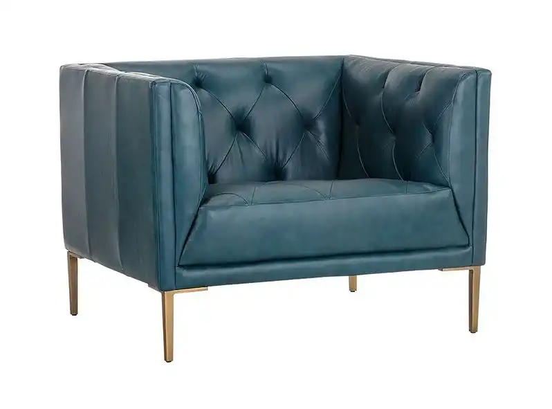 Blue leather Daughtery Armchair