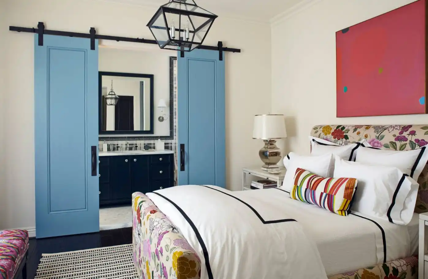 Blue painted barn doors