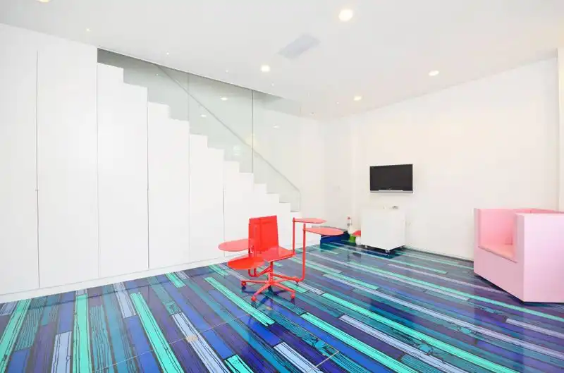 Blue shade painted floor
