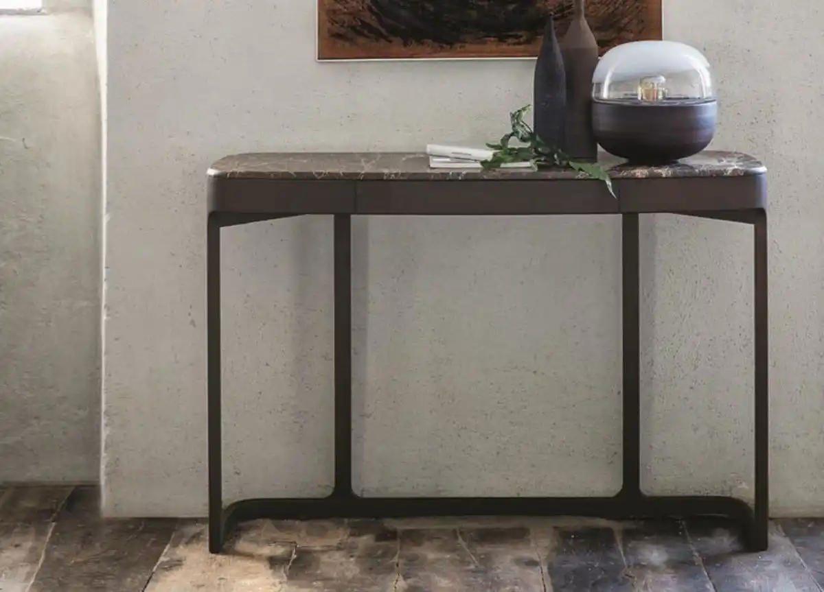 Blush porada console with marble on top