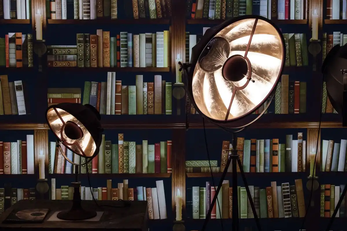 Books wallpaper fake home library