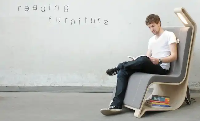 Boosk storage and reading chair with light