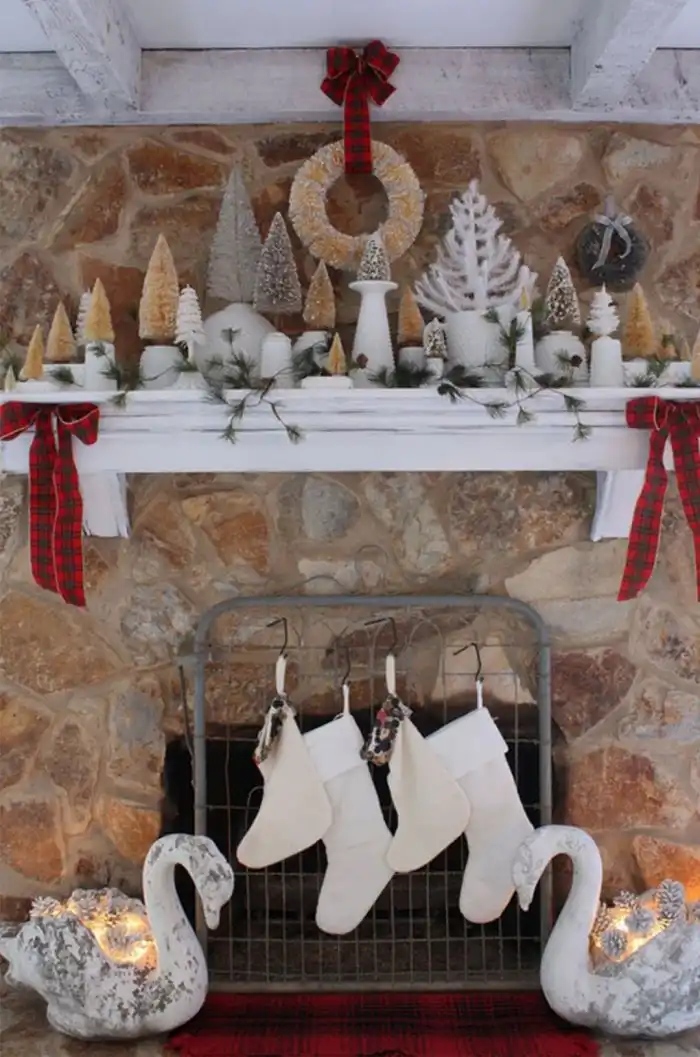Bottlebrush trees mantel