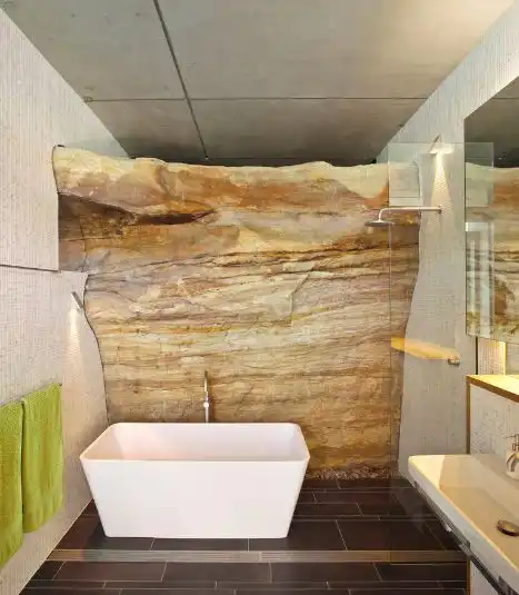 Boulder rock bathroom wall