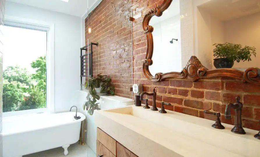 Bricks as natural element for bathroom