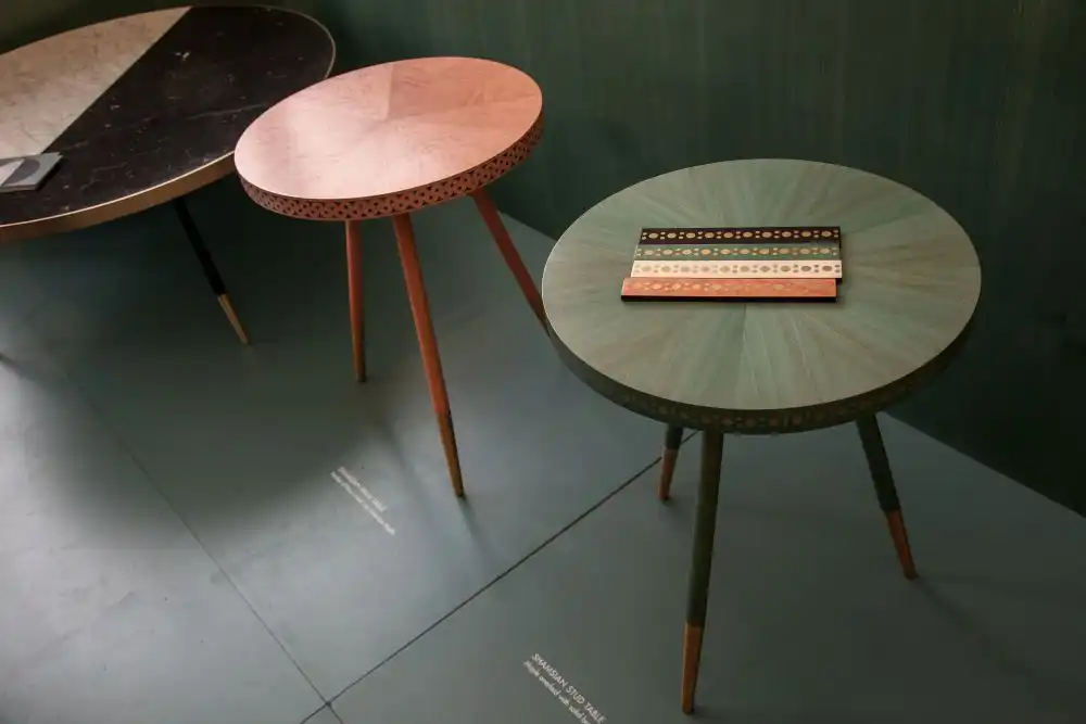 Brogue round side table with slim legs