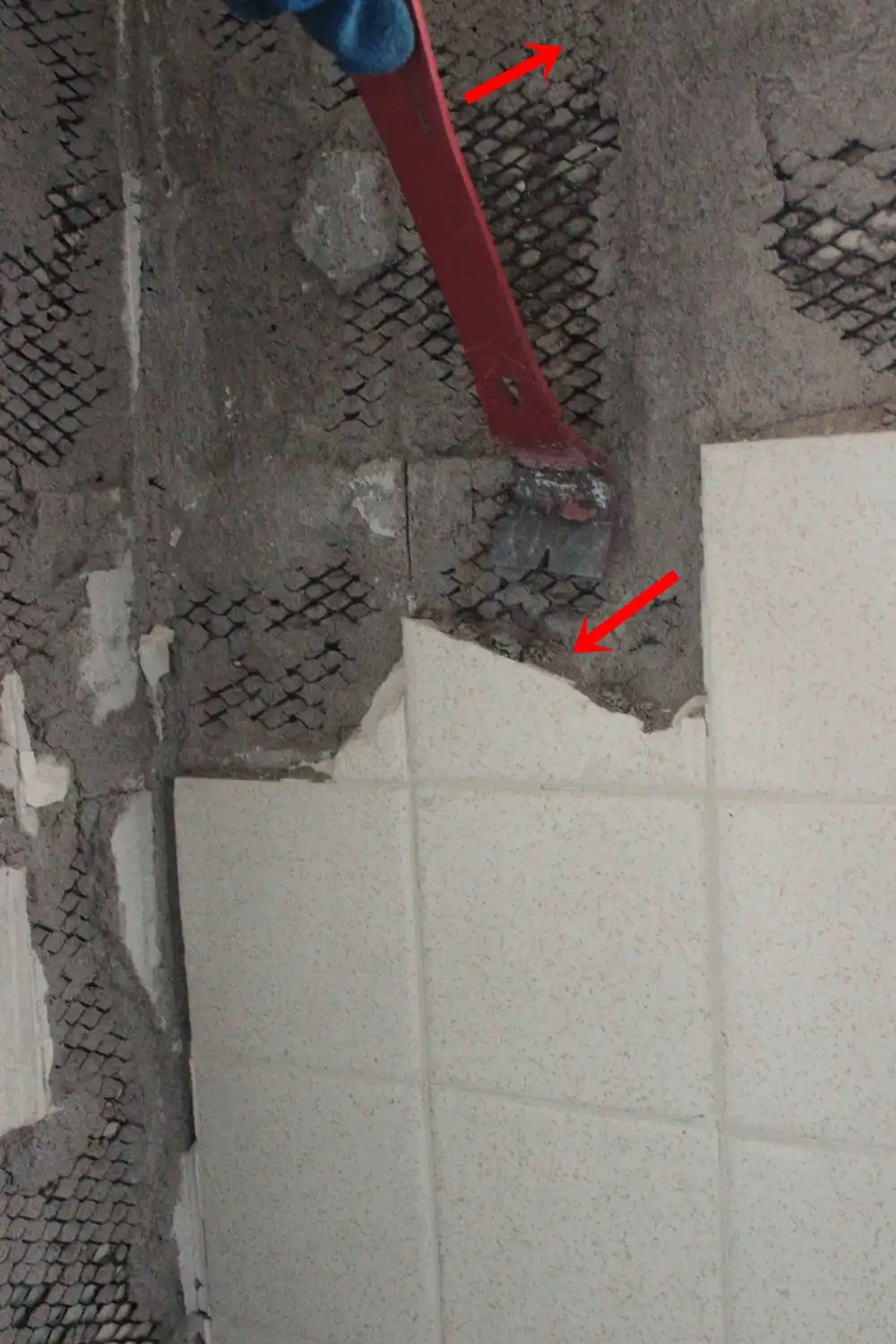 Broked bathoom tiles