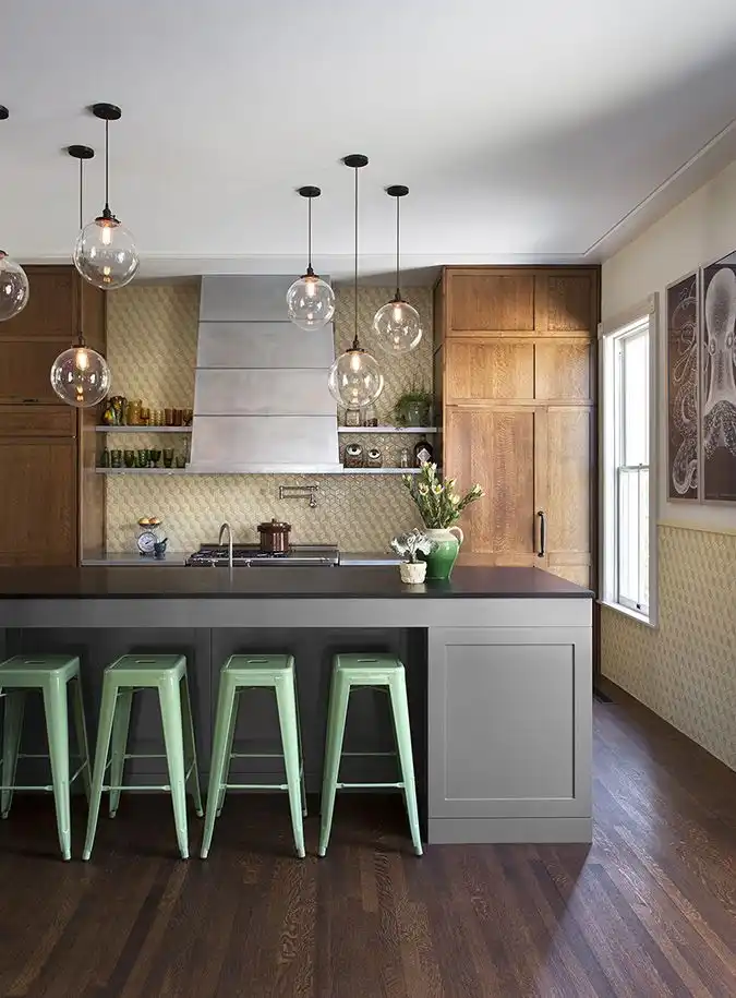 Brown and gray kitchen mix for decor