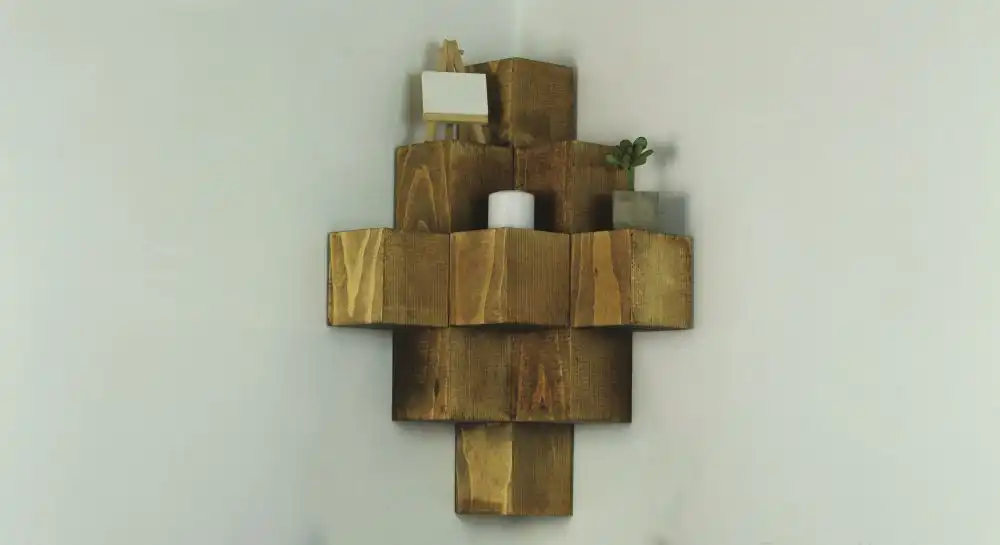 Build a Novel Wood Cube Corner Shelf