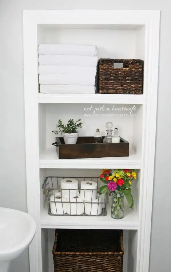 Built in bathroom shelves