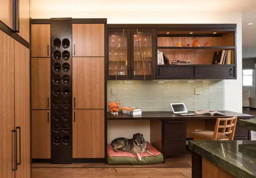 Built in kitchen space for wine