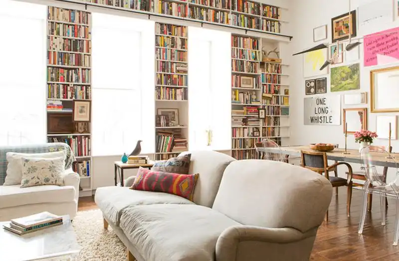 Built in shelves for book storage
