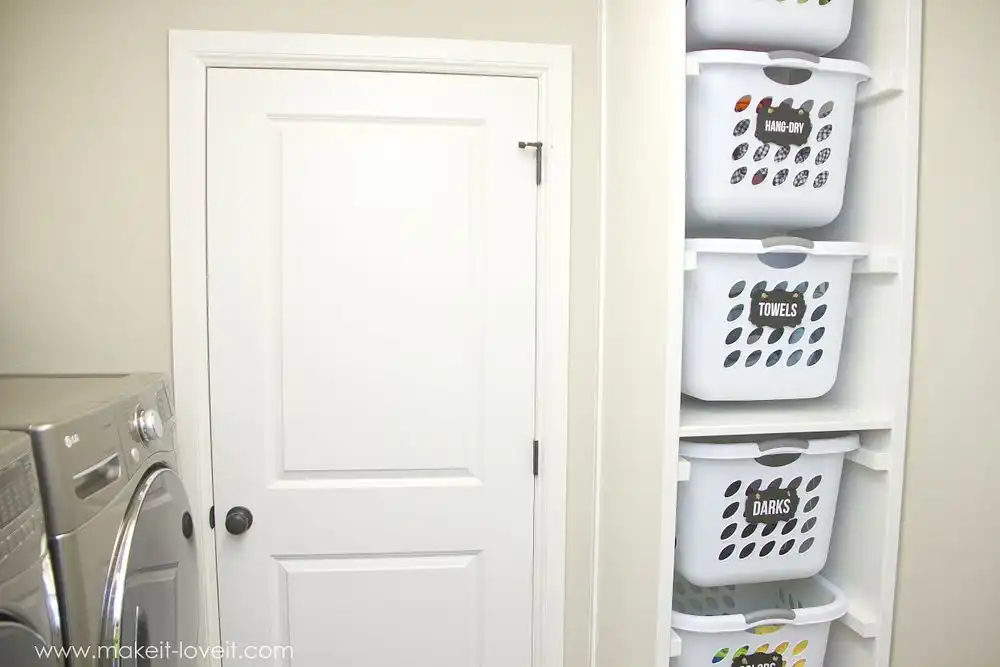 Built in spce with labeled bins