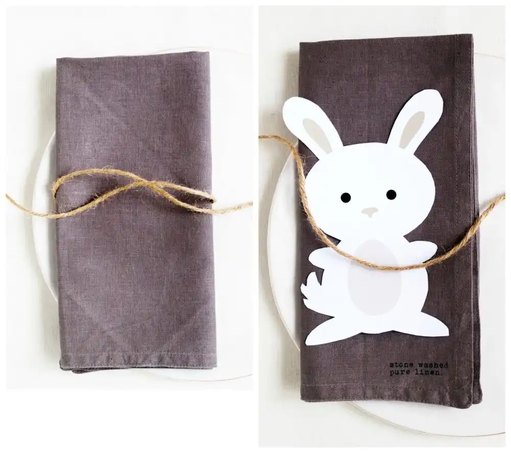 26 schattige paasdecoratie-ideeën die u zelf kunt maken 18 Bunny Table Decorative Place Holder