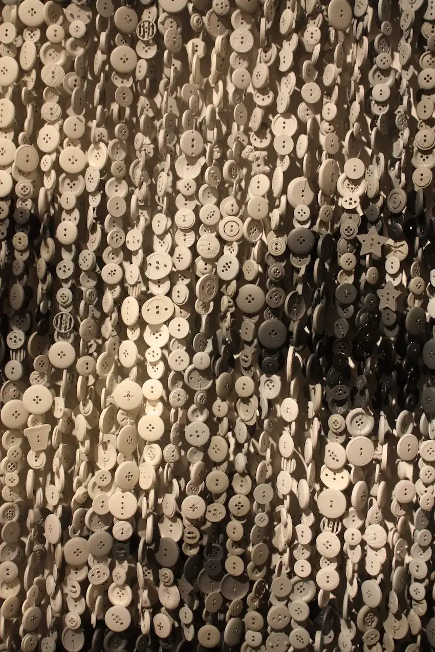 A close-up of the color gradations of the suspended buttons.
