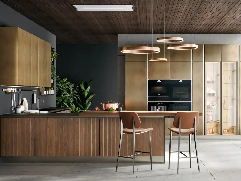 CLOVER 02 By Cucine Lube brass and wood accents