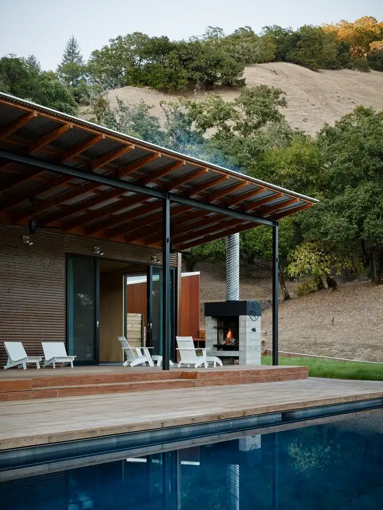 Camp Baird - Corten Steel - Malcolm Davis Architecture - outdoor fireplace