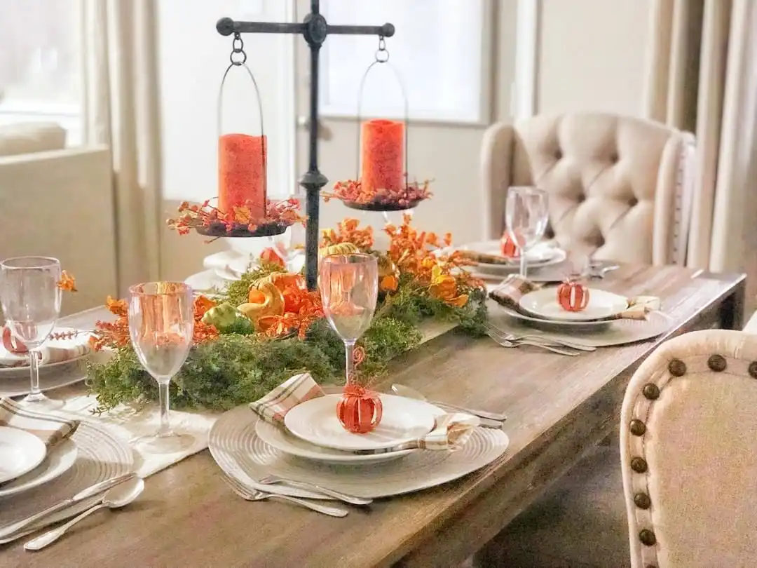 Candle on the thanksgiving table