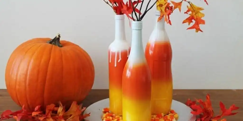 Candy Corn Bottles Fall Party Decor Center Piece