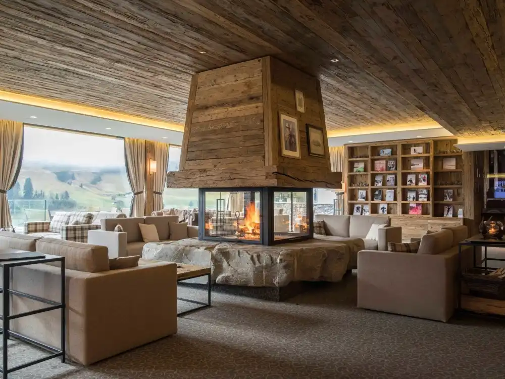 A central fireplace placement