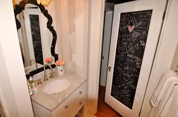 Chalk paint bathroom door