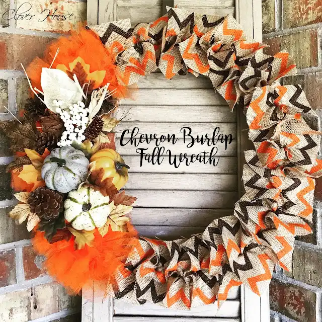 Chevron Burlap Fall Wreath
