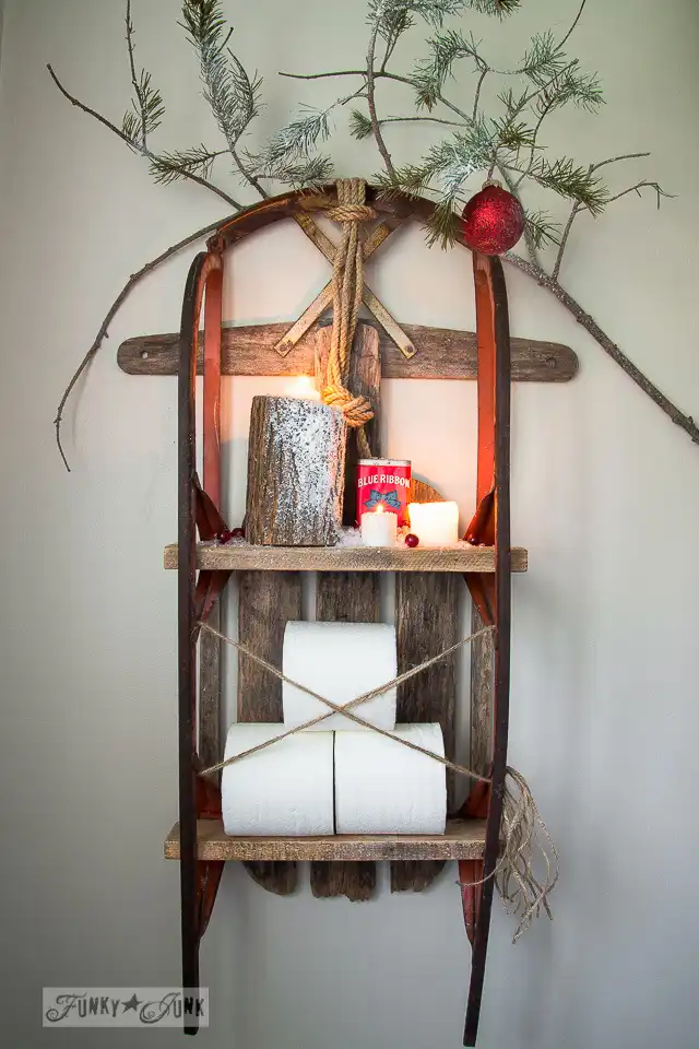 Christmas Snow Sleigh turned into a shelf