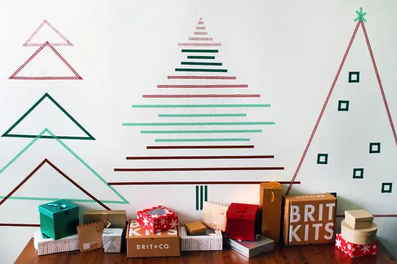 Christmas Wall Trees Using Nothing But Tape