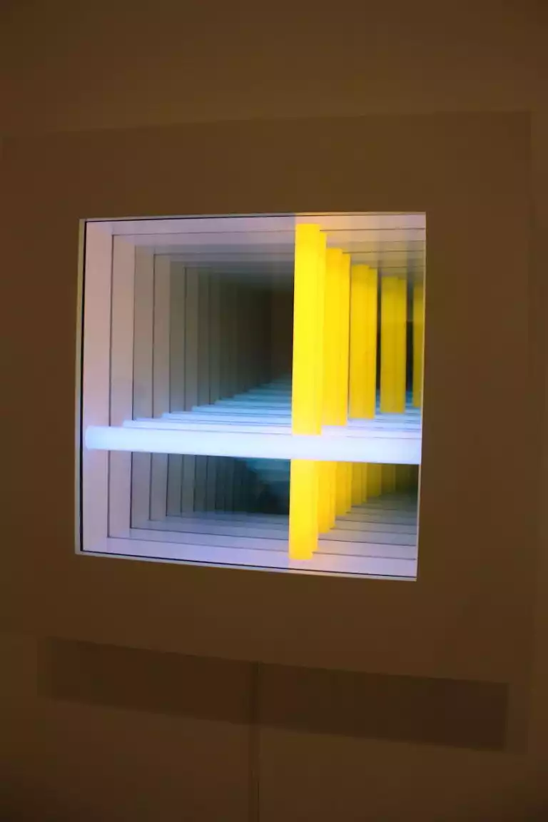 A neon artwork can create a sense of depth on a wall.