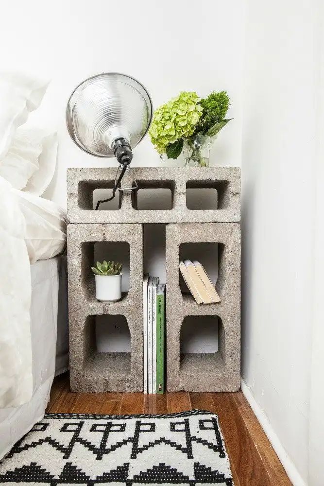 Cinder blocks night stand