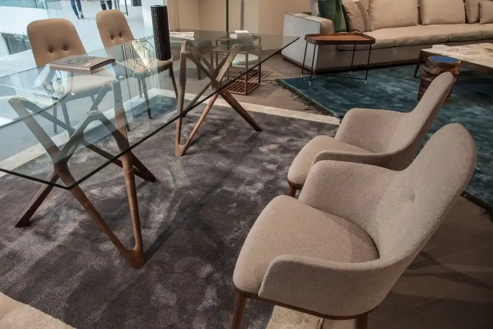Circe Wood Dining Table with Glass Top