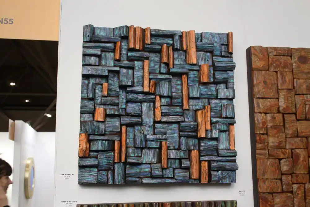 City Morning Wooden Block Panels Wall a rt