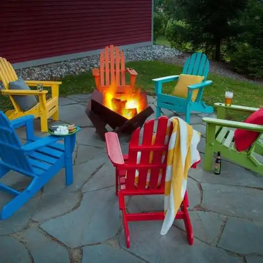 Classic Recycled Plastic Wood Patio Folding Adirondack Chair By POLYWOOD