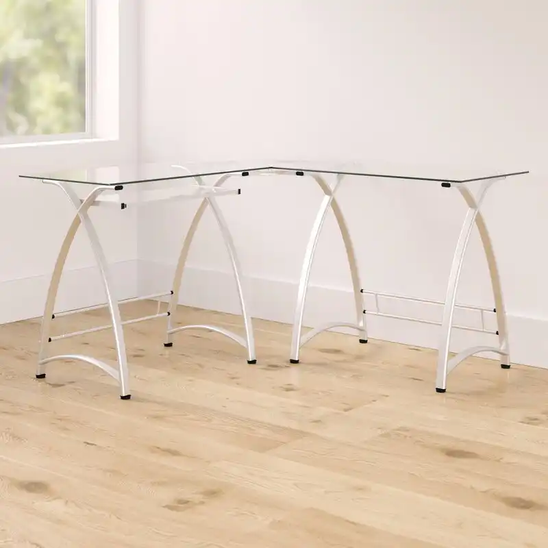 Cloer Glass L Shape Desk