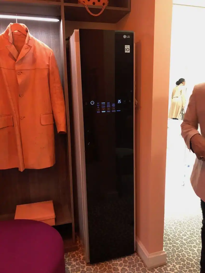 The LG Styler TrueSteam Clothing Care System is slim enough for almost any bedroom or walk-in closet.