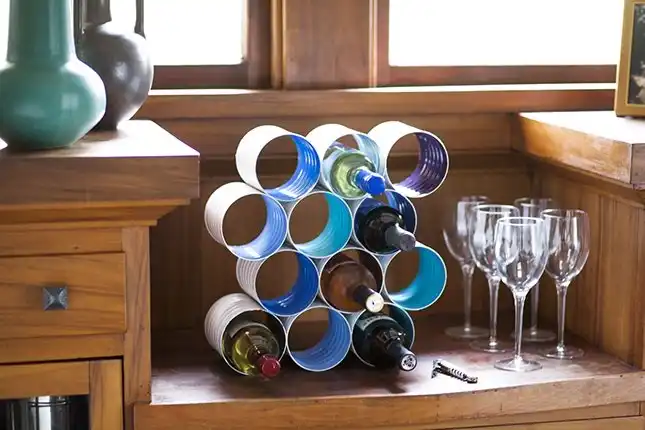Coffee can wine rack