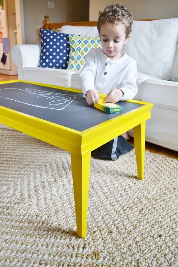 Coffee table with chalk paint on top
