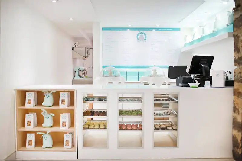 Colorful bakery in a basement