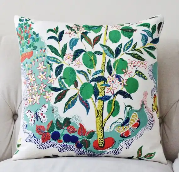 Colorful plants throw pillow