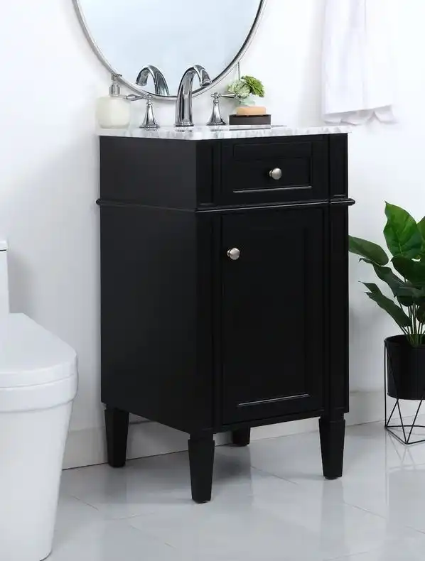 Compact vanity with a stylish marble top
