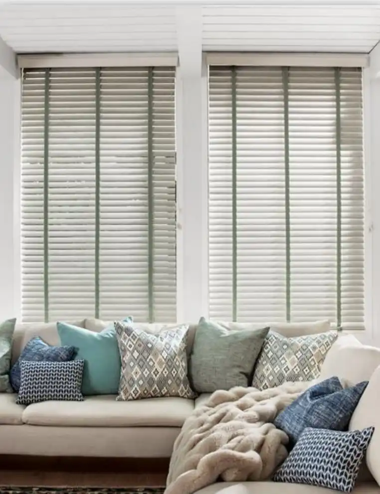Complementing Fabric Cloth Tape on Wooden Blinds