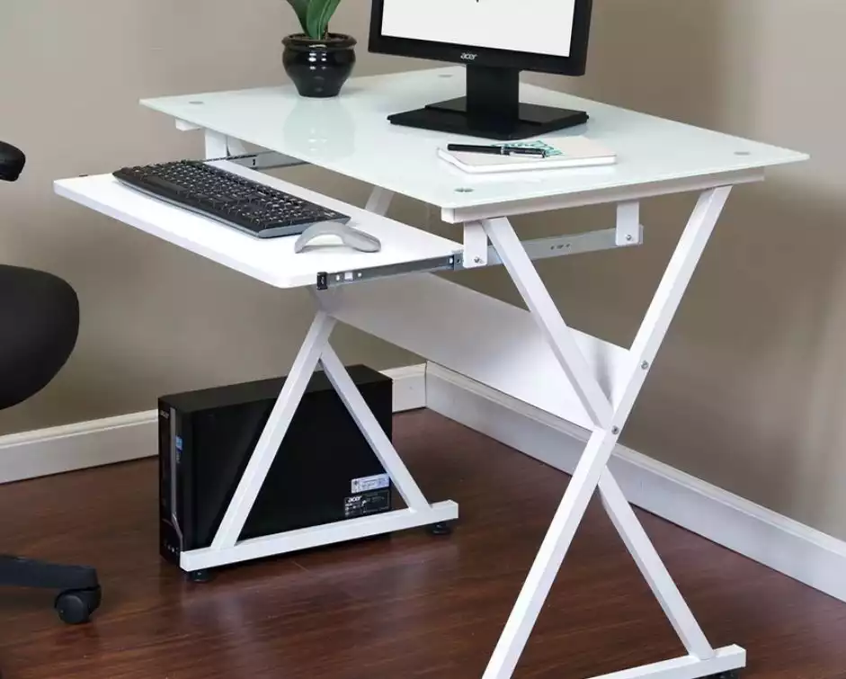 Computer desk with glass top